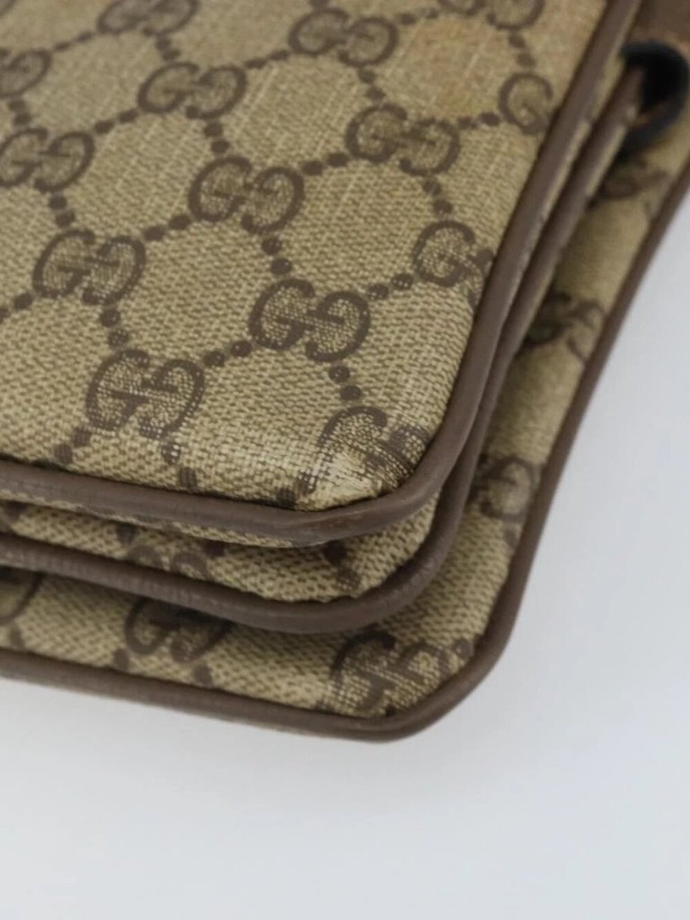 GUCCI GG Supreme Web Sherry Line Bag PVC Beige Gold 02 14 013 Auth 170488 - Picture 12 of 15
